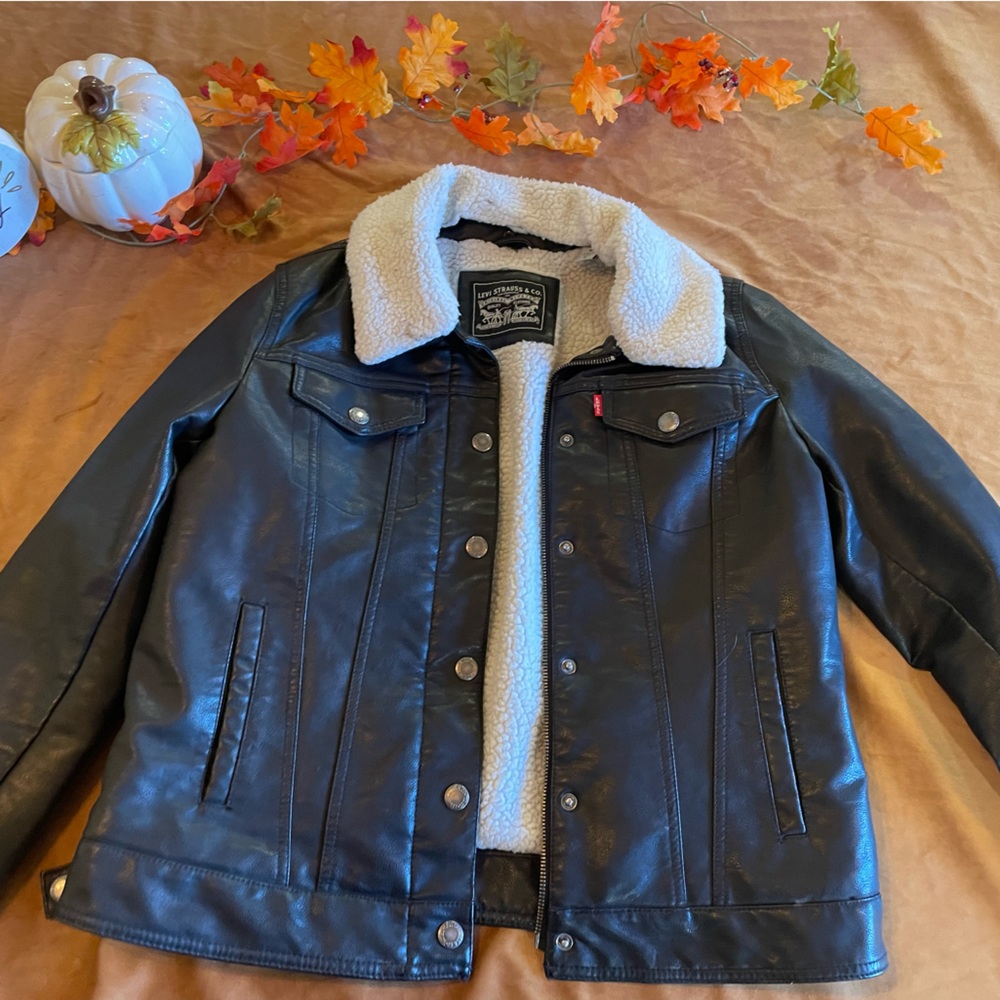 Faux Leather and sheepskin jacket